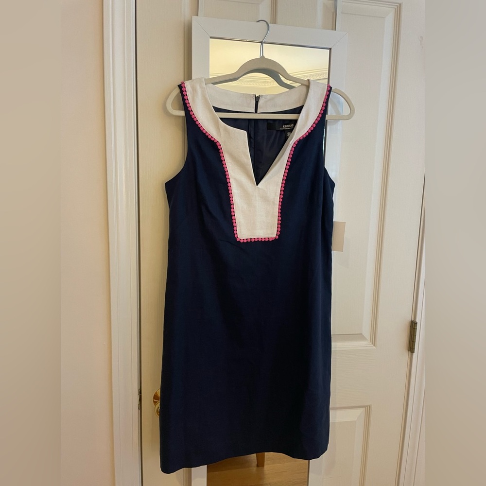Kensie Navy and White Sleeveless Dress Size 10